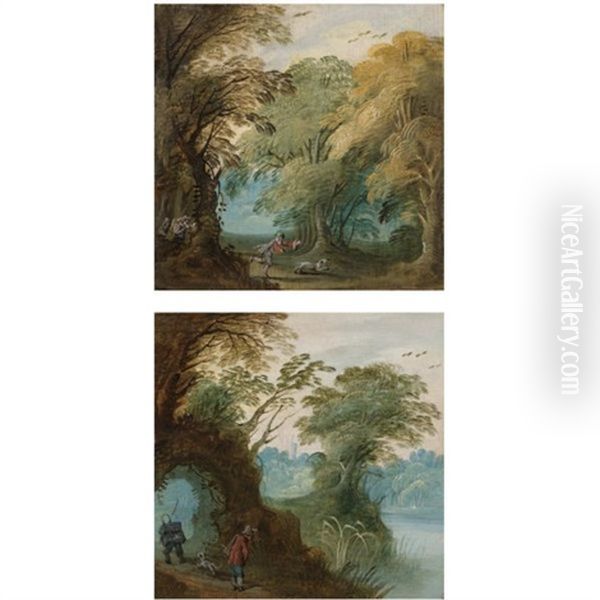 Wooded Landcape With Figures (set Of 4) - view 1