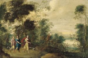 Diana Mit Ihren Gefahrtinnen In Einer Waldlandschaft Diana Mit Ihren Gefahrtinnen In Einer Waldlandschaft