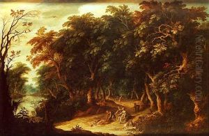 Diane Et Les Nymphes Revenant De La Chasse (in Collab. W/adriaen Van Stalbemt) by Jasper van der Laanen