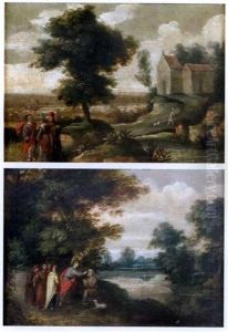 Paysages Animes D'une Scene Biblique (pair) by Jasper van der Laanen
