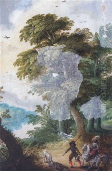 Wooded Landscape With Riders In The Foreground - view 1