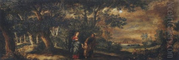 A Wooded Landscape With The Return From The Flight Into Egypt - view 1
