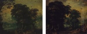 Wooded Landscape With The Tempation Of Saint Anthony by Jasper van der Laanen