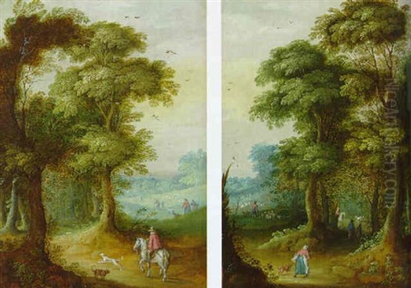 A Wooded Landscape With A Traveller On A Horse - view 1