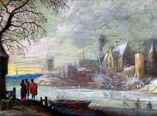 Paysage D'hiver Avec Patineurs - view 1