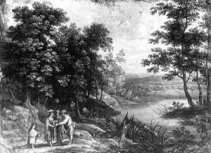 Paysage De Riviere Dans La Campagne Avec Une Diseuse De Bonne Aventure
