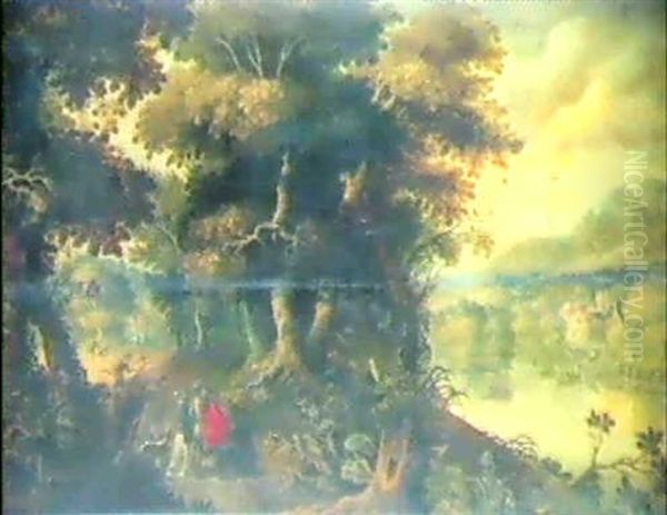 Jagdgesellschaft In Einer Bewaldeten Flusslandschaft - view 1