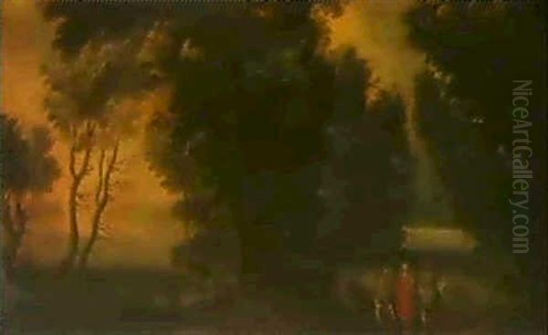 A Wooded Landscape With A Huntsman - view 1