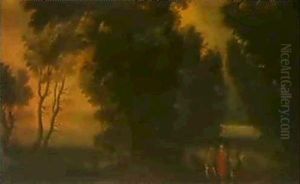 A Wooded Landscape With A Huntsman