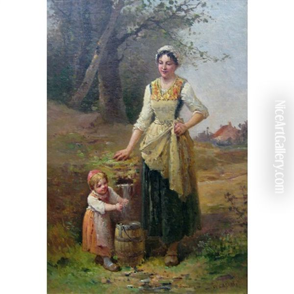 Mother And Child Fetching Water - view 1