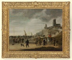 Fishmongers On The Beach At Egmond Aan Zee At Low Tide