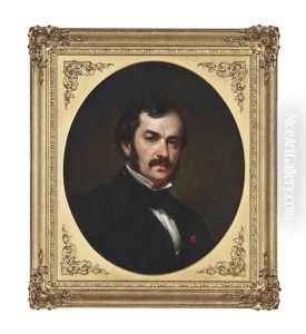 Portrait Of A Gentleman, Bust-length, In A Bow Tie by Emile-Charles Labbe