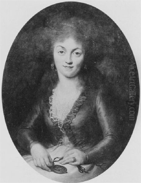 Portrait Of Marie-therese Louise De Savoie Carignan, Princess De Lamballe, Wearing A Cream And Bronze Coloured Dress With Lace Trimmings - view 1