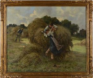 La Descente De La Charrette De Foin by Eugene Labitte
