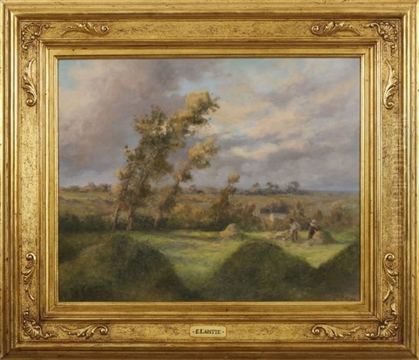 Summer Landscape With Harvesters In The Fields - view 1