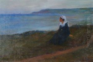 Bretonne Devant La Mer by Eugene Labitte