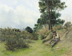 Landschaft Mit Sitzendem Hirten by Eugene Labitte