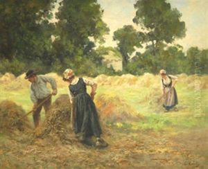 Fenaison En Bretagne by Eugene Labitte