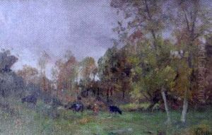 Vaches Dans Le Pre by Eugene Labitte