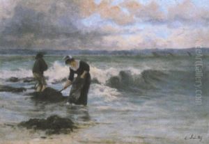 Les Ramasseurs De Goemon A Concarneau by Eugene Labitte