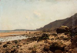 Villers Sur Mer : La Plage Des Vaches Des Noires Au Niveau Du Saut Du Chien by Edme-Emile Laborne