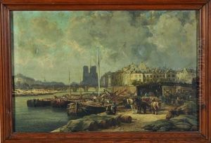 Paris, Les Quais De La Seine by Edme-Emile Laborne