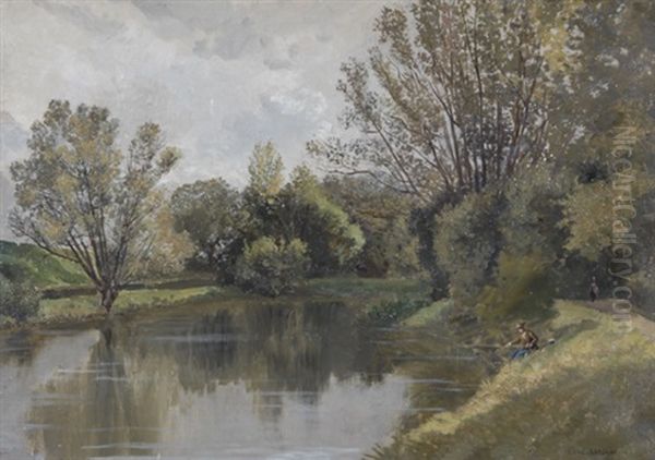 Pecheur Au Bord D'une Riviere - view 1
