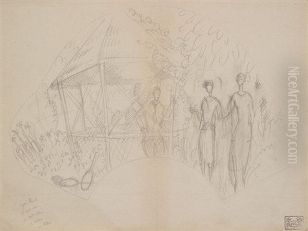La Tonnelle Rustique (petit Format) (+ Preparatory Study, India Ink On Paper, Smllr; 2 Works) - view 1