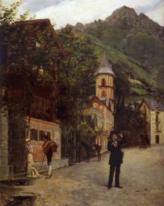 Village Anime Dans Les Dolomites by Auguste de (Breley) LaBrely