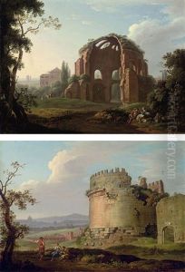 The Temple Of Minerva, Rome (+ The Tomb Of Cecilia Metella On The Via Appia; Pair)