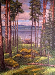 Insjolandskap Med Tallar by Dick Beer