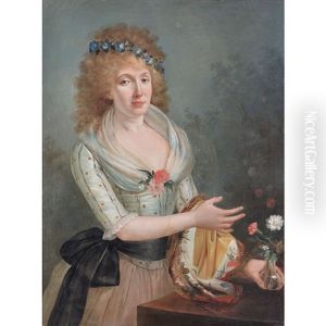 Portrait Of A Gentleman Wearing A Green Overcoat; Portrait Of A Lady Wearing A White Dress