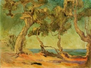 Trees By The Shore, A California View (?) by Bertha Lacey