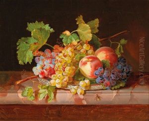 Still Life With Grapes And Peaches by Andreas Lach