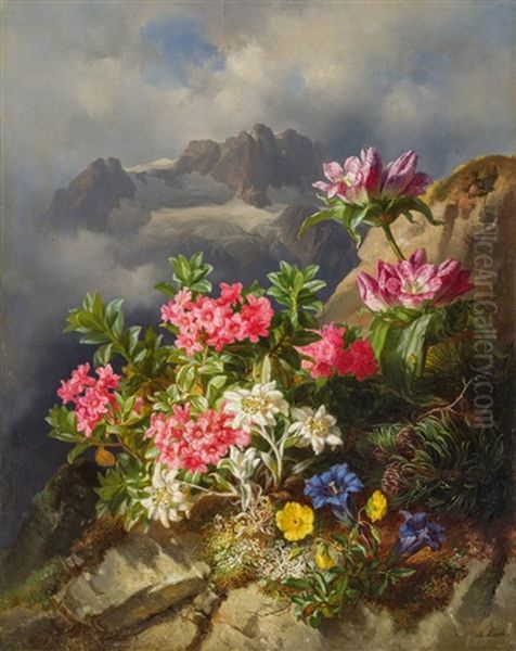 Alpine Flowers In Mountain Scenery - view 1