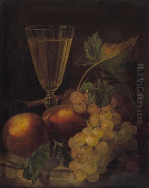 Stillleben Mit Weintrauben Und Glas Wein - view 1