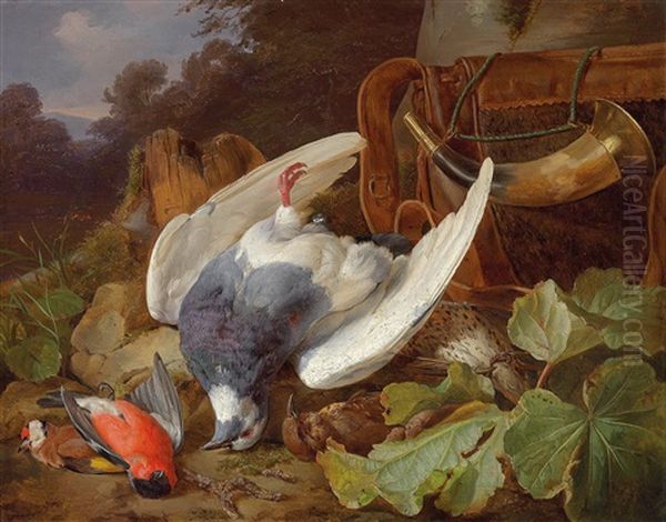 Hunting Still Life Set Against A Landscape - view 1