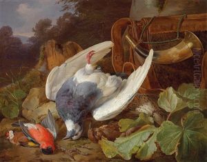 Hunting Still Life Set Against A Landscape by Andreas Lach