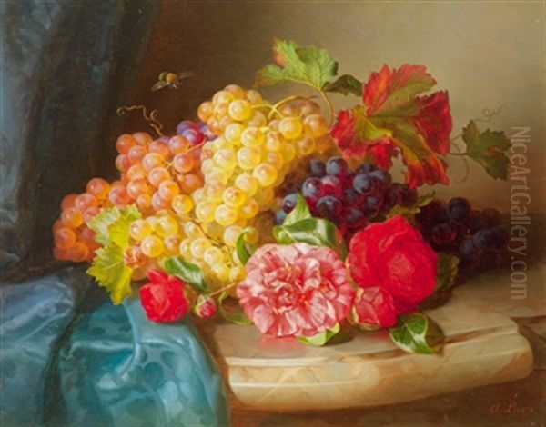 Stillleben Mit Rosen Und Trauben - view 1