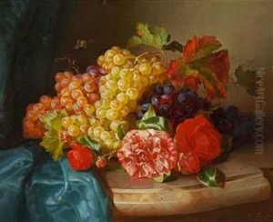 Opstilling Med Vindruer Og Blomster Opstilling Med Vindruer Og Blomster