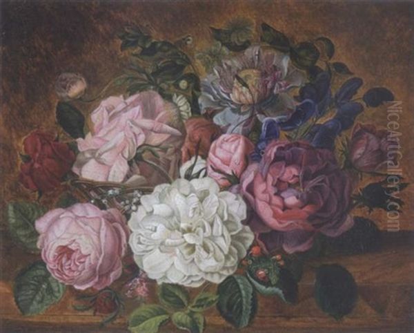 Stillleben Mit Rosen Und Christrose - view 1