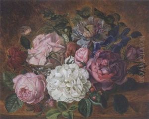 Stillleben Mit Rosen Und Christrose Stillleben Mit Rosen Und Christrose