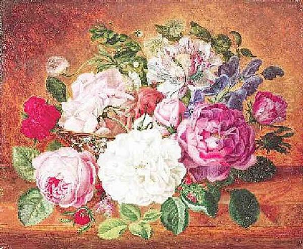 Stilleben Mit Einem Straus Rosen Auf Einem Tisch - view 1