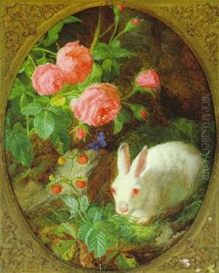 Hase Vor Einem Rosenstrauch by Andreas Lach