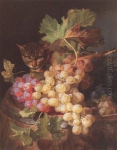 Stilleben Mit Weintrauben Und Katze by Andreas Lach