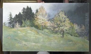 Landschaft Mit Baumen by Rene Lackerbauer