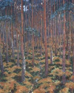 En Sous-bois - Fougeres Et Arbres Rouges