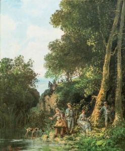 Partie De Campagne Au Bord De L'eau by Henri-Germain Lacombe