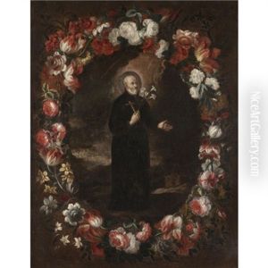 Saint Francis Xavier Surrounded By A Garland Of Flowers by Gabriel de LaCorte