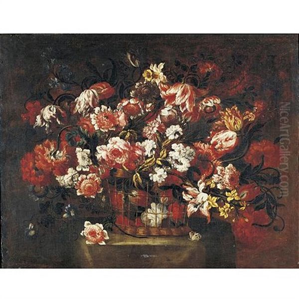Still Life Of Flowers In A Basket - view 1